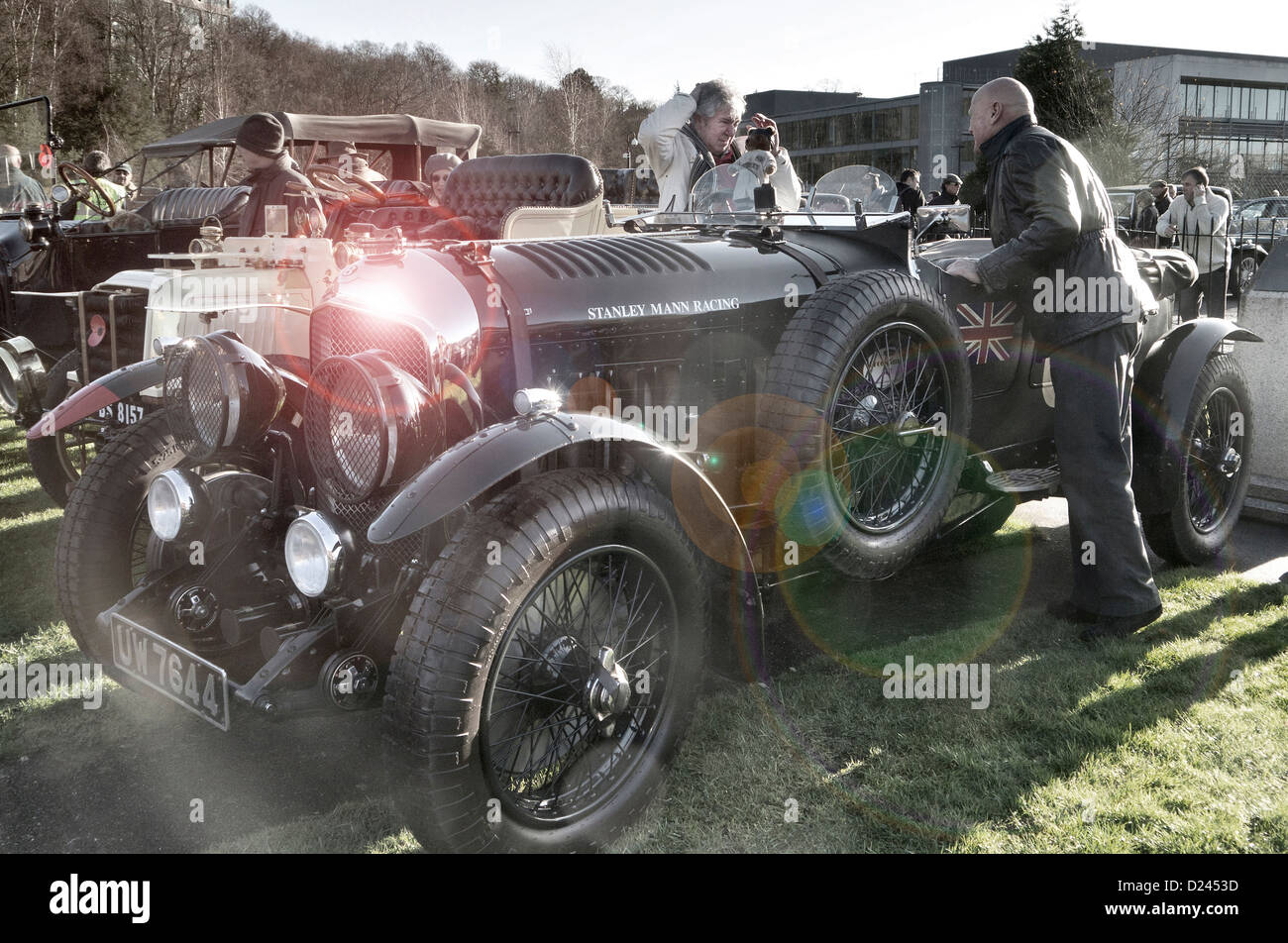 Vintage Gebläse Bentley Brooklands Museum Silvester Tag sammeln. Stockfoto