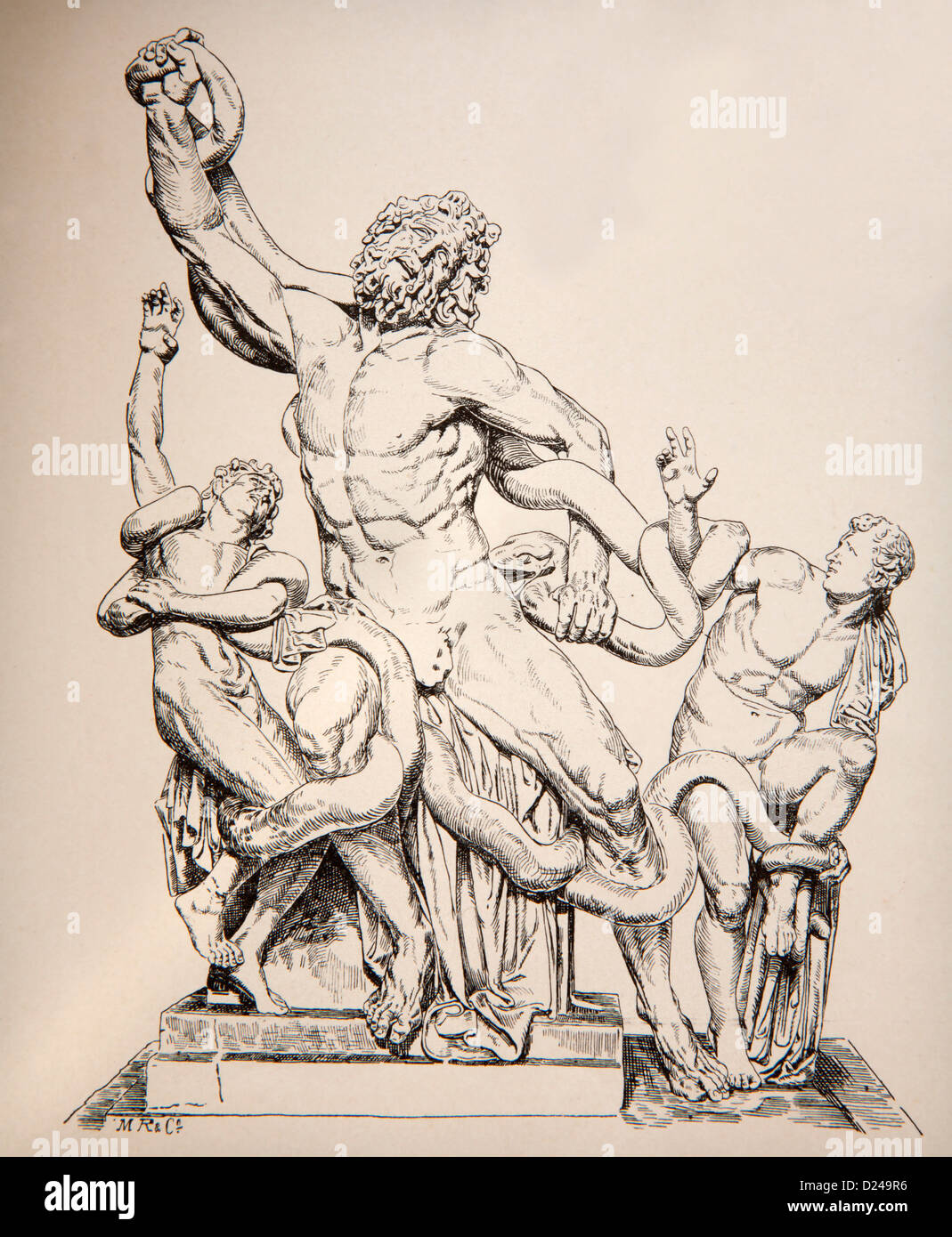 Deutschland - 1897: Lithographie der Statue Gruppe des Laokoon ursprünglich Form Vatikanischen Museen. Stockfoto