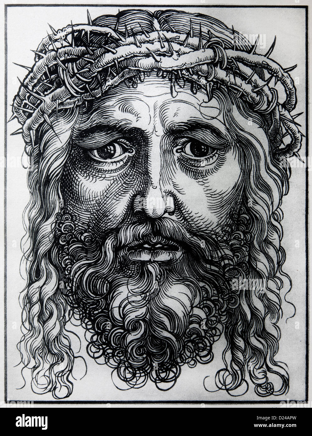 Deutschland - 1928: Lithographie der Kopf von Jesus Christus durch Albert Durer. Stockfoto