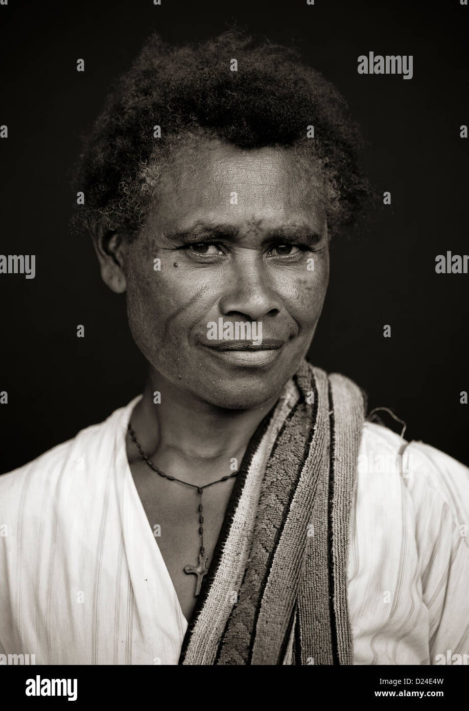 Frau aus Langania Dorf, neue Irland-Insel, Papua Neu Guinea Stockfoto