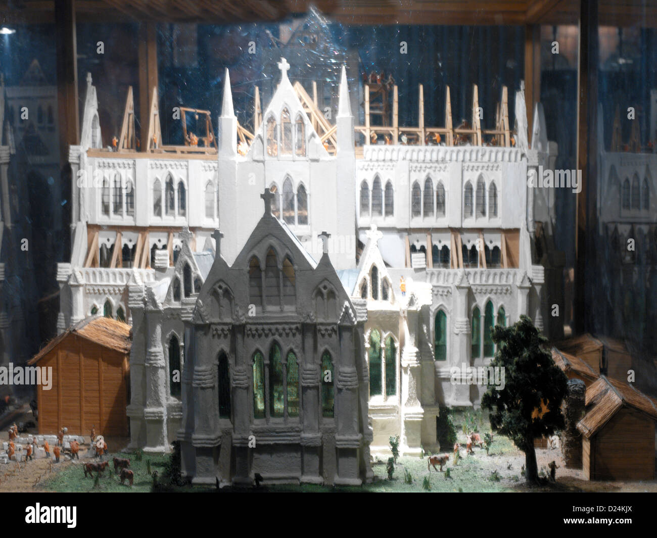 Salisbury Wiltshire England Salisbury Kathedrale Modell der Kathedrale während der Bauphase Stockfoto