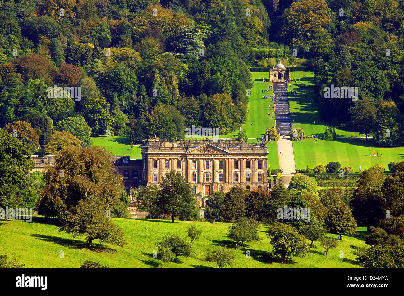 Chatsworth House Derbyshire Peak District Sommer Stockfoto