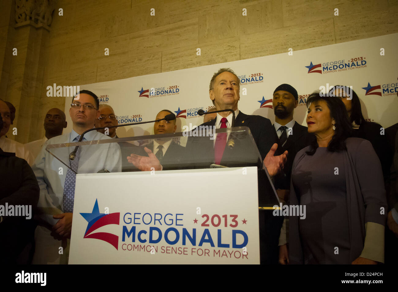 George McDonald von der Doe-Fonds kündigt seine Kandidatur als Mitglied der Republikanischen Partei zum Bürgermeister der Stadt New York Stockfoto