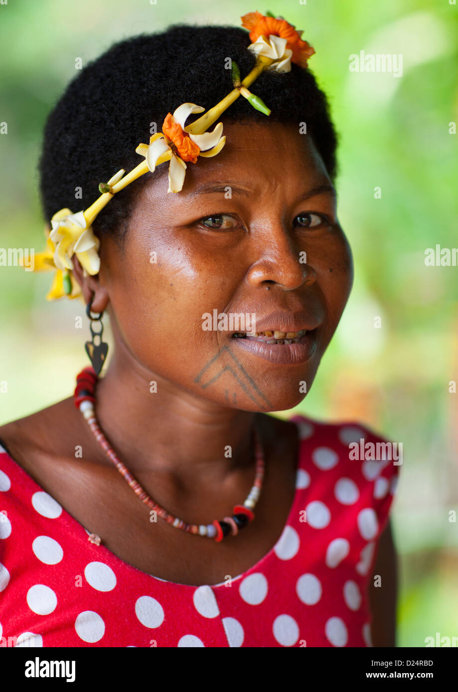 Porträt einer Frau Islander, Trobriand Insel, Papua New Guinea Stockfoto