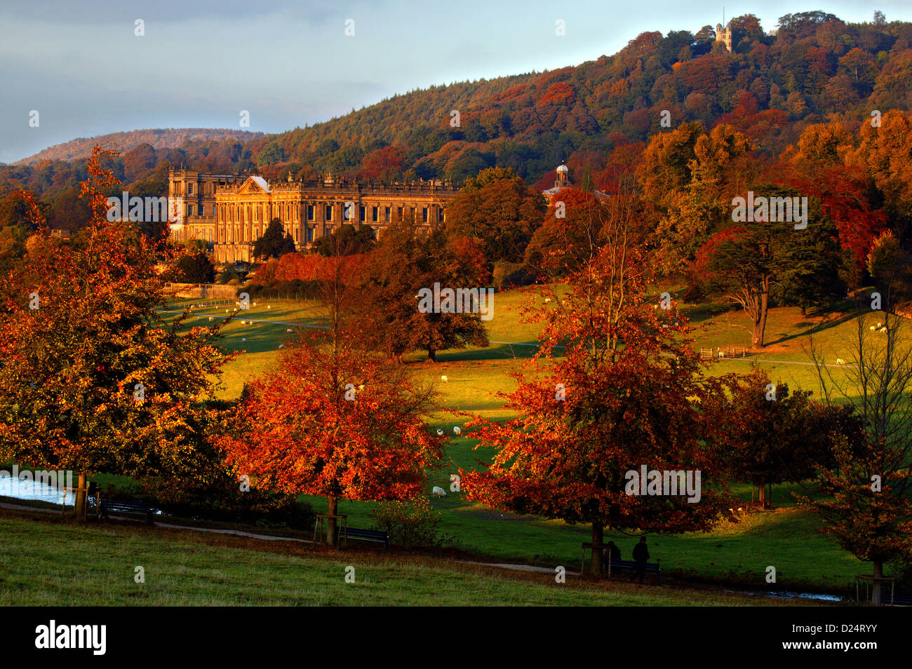 Chatsworth House. Derbyshire. Peak District Herbst Stockfoto