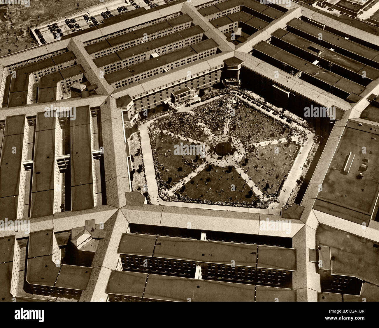 historische Luftaufnahme Dwight Eisenhowever Empfang, Pentagon, 1945 Stockfoto