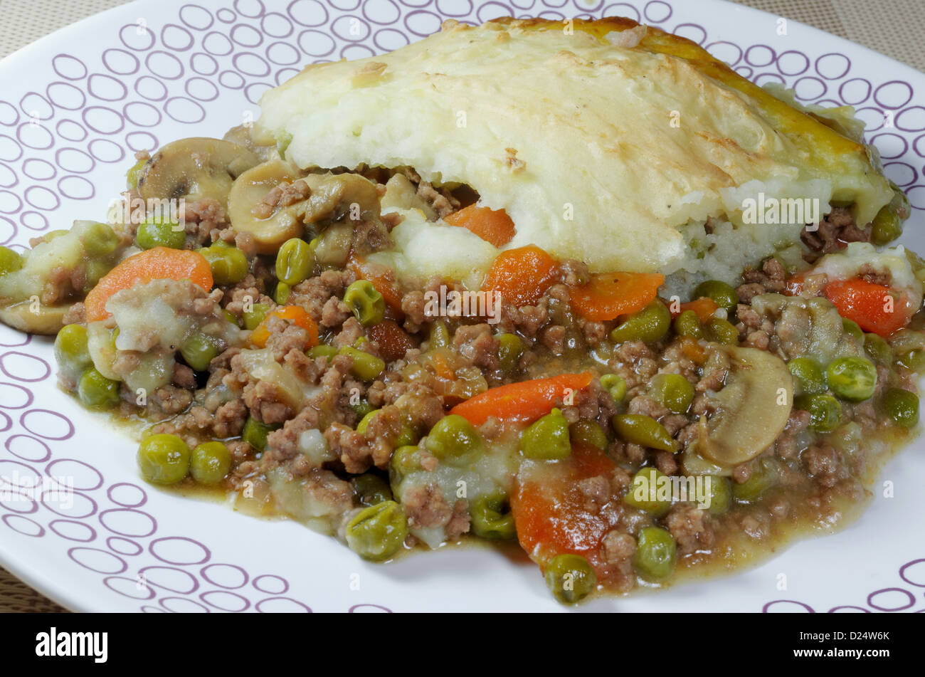 Eine hausgemachte Cottage Pie Stockfoto