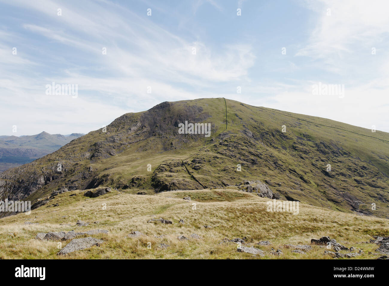 Ansicht der Moel Hebog von Moel yr Ogof, Snowdonia Stockfoto