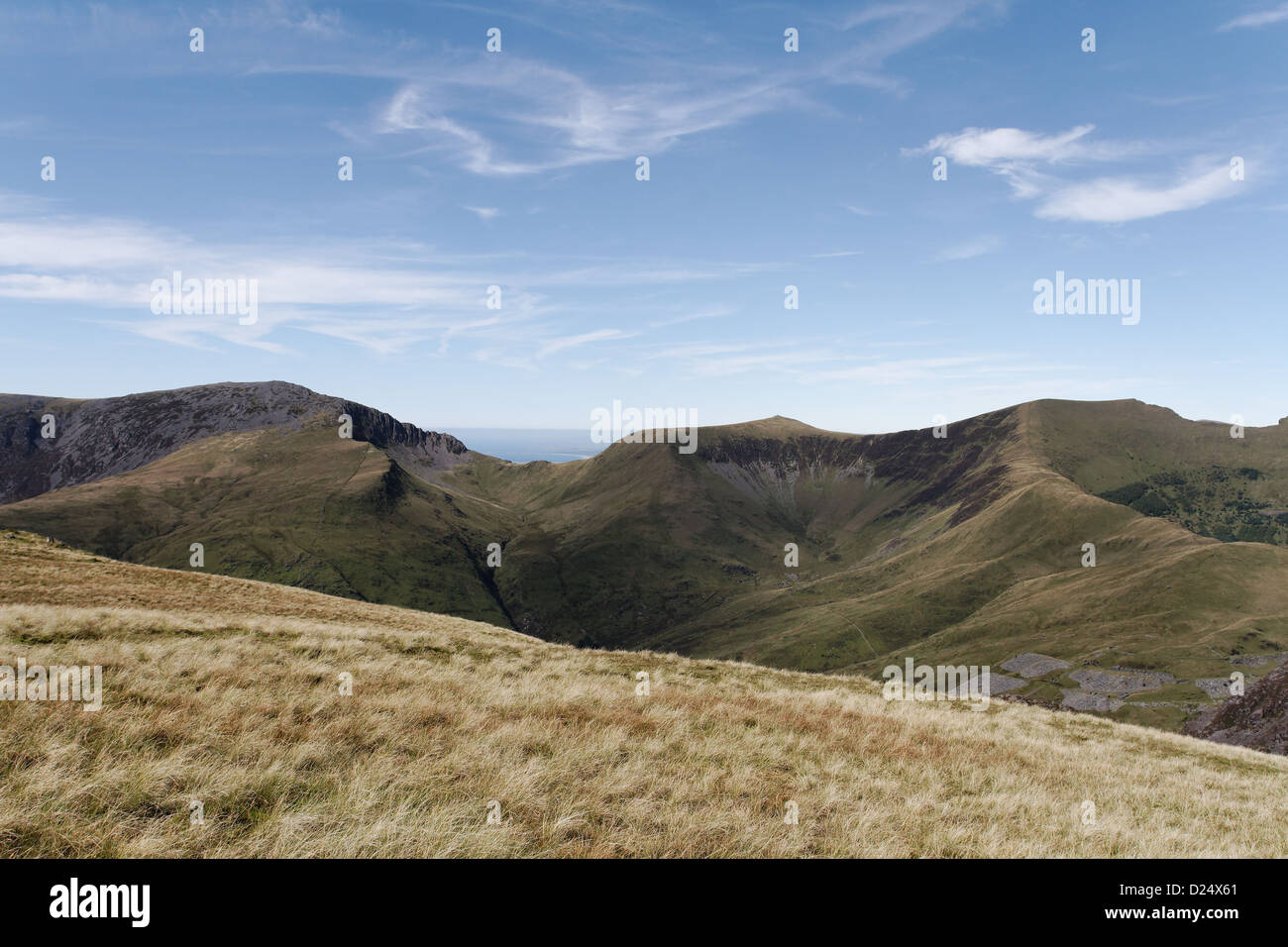Blick auf die Nantlle Ridge von Moel Lefn, Snowdonia Stockfoto