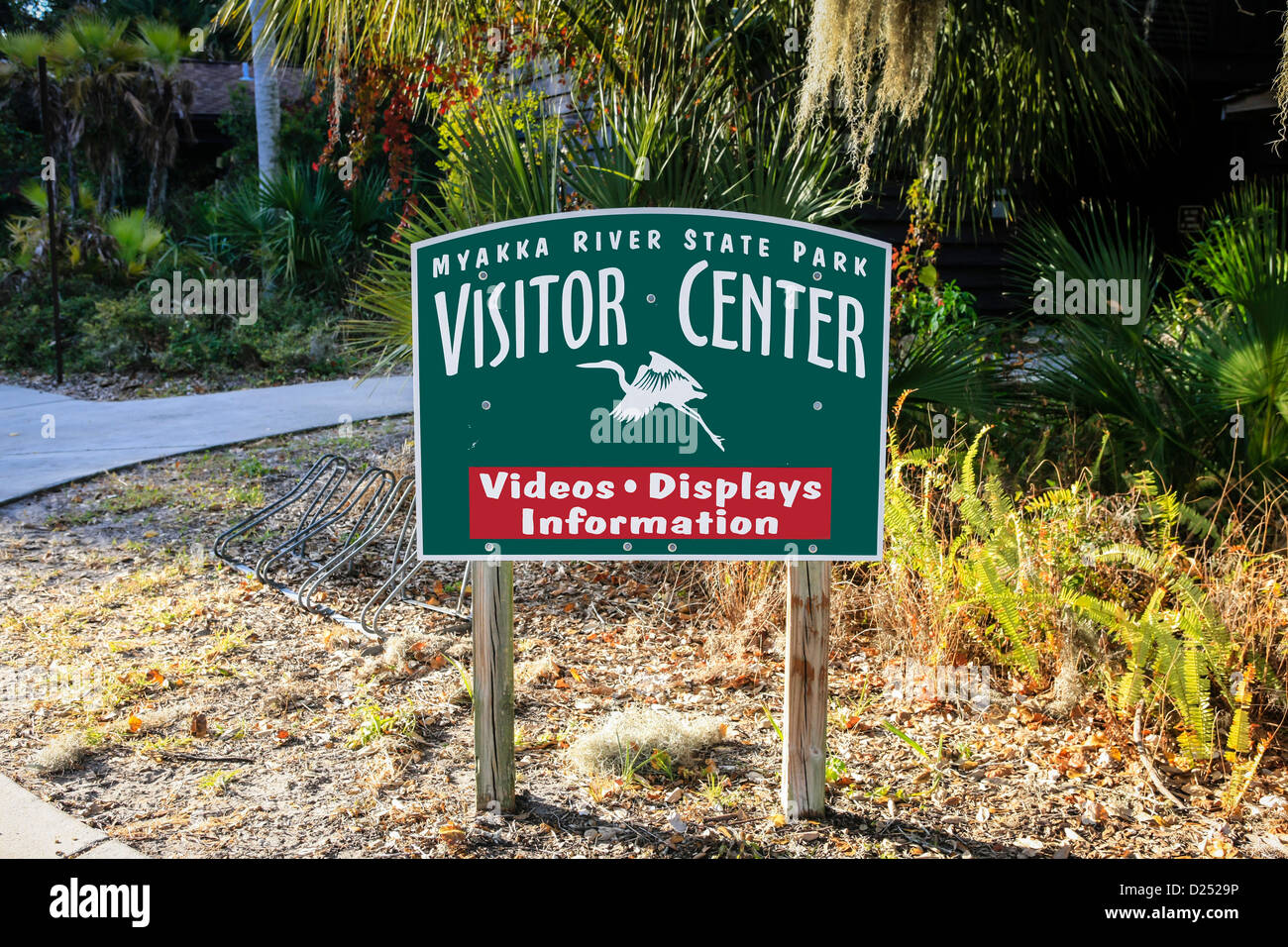 Myakka River State Park (Florida) Visitor Center Zeichen Stockfoto