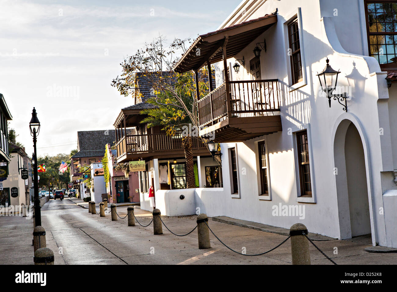 George Street im historischen Viertel in St. Augustine, Florida. St. Augustine ist die älteste Stadt in Amerika. Stockfoto