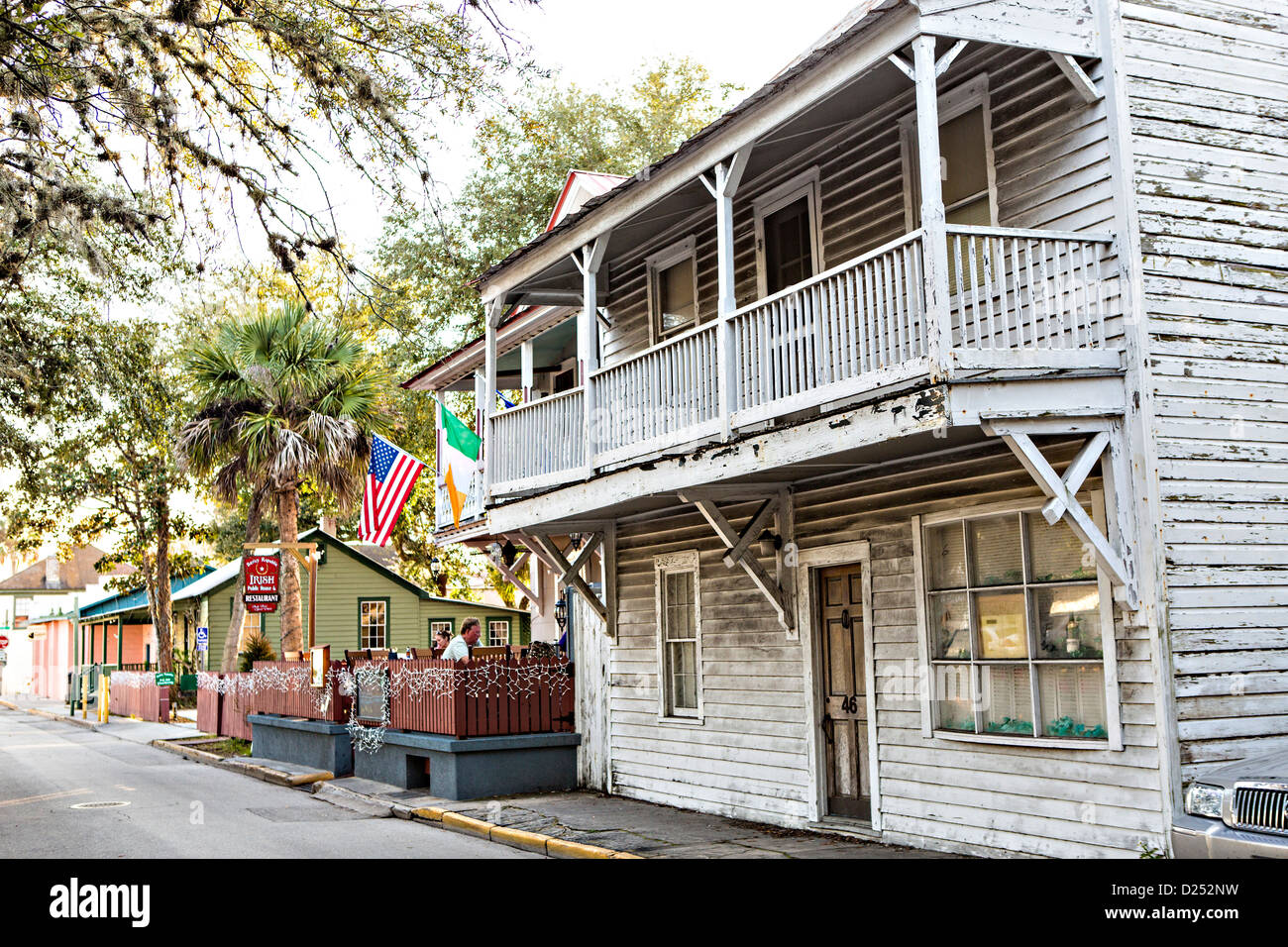 Alte Häuser in der Altstadt in St. Augustine, Florida. St. Augustine ist die älteste Stadt in Amerika. Stockfoto