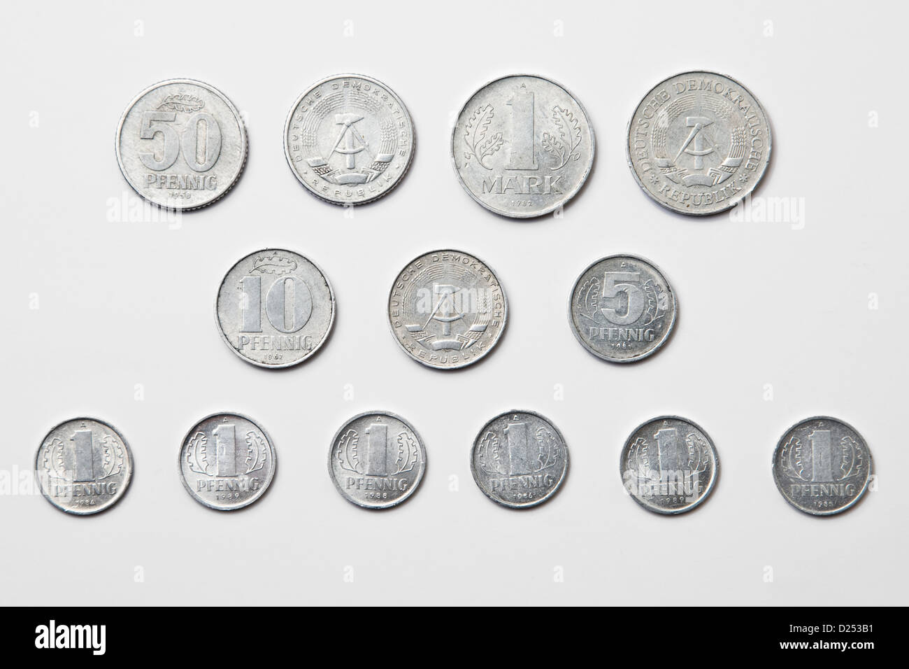 Berlin, Deutschland, der Deutschen Demokratischen Republik von Geldmuenzen Stockfoto