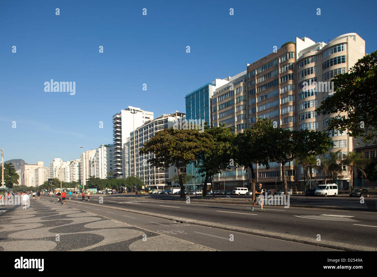 Atlantic Avenue (Avenida Atlantica) in Copacabana Stockfoto