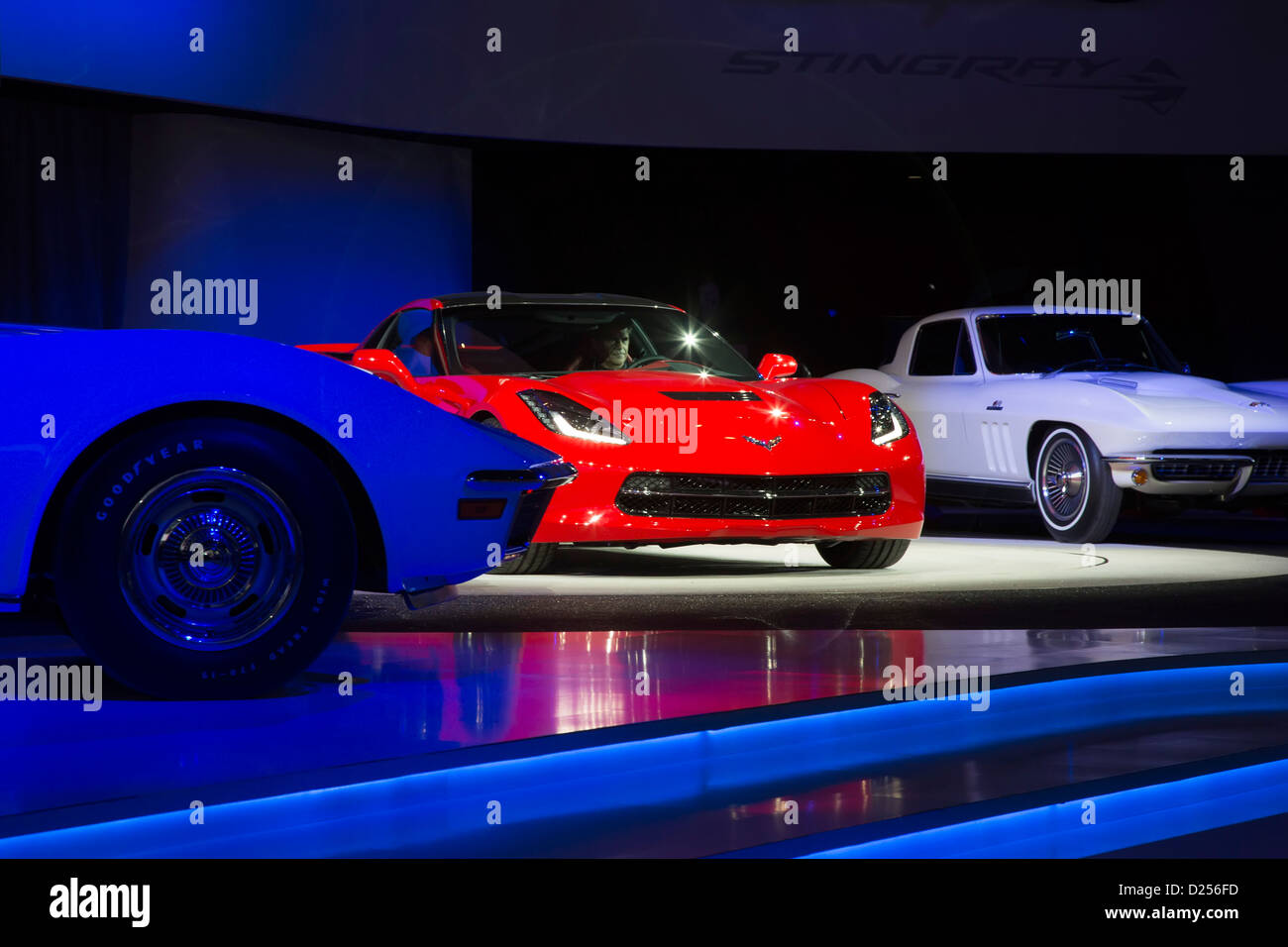 Detroit, Michigan - der 2014 Chevrolet Corvette Stingray auf dem Display auf der North American International Auto Show. Stockfoto