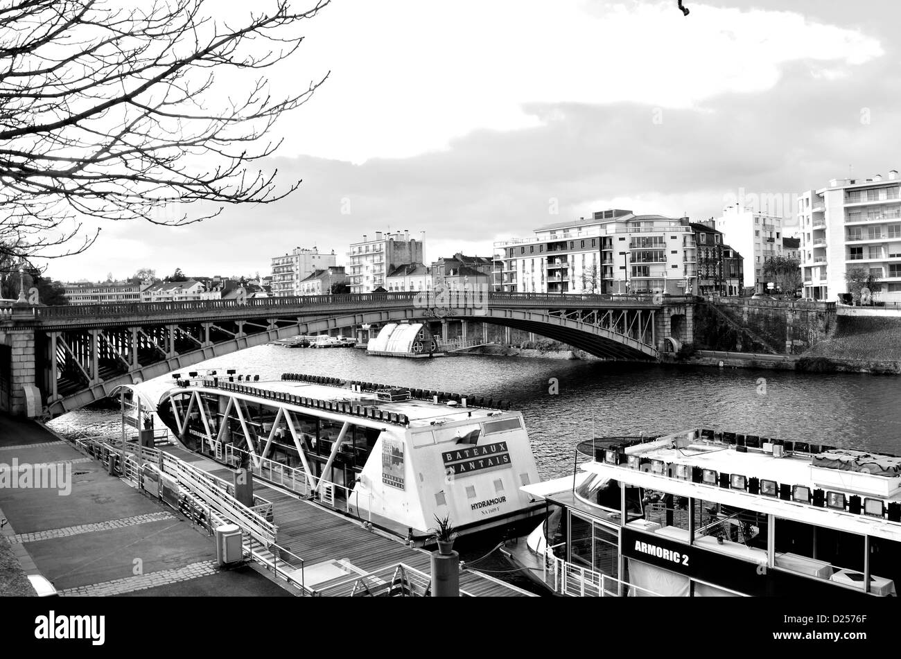 Die lokal berühmte Brücke "Motte Rouge" in Nantes, Frankreich. Stockfoto
