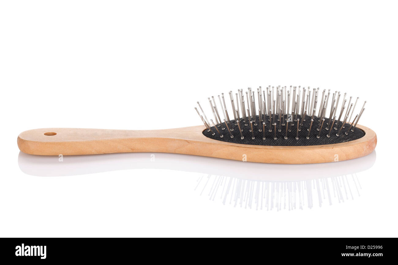 Haarbürste. Isoliert auf weißem Hintergrund Stockfoto