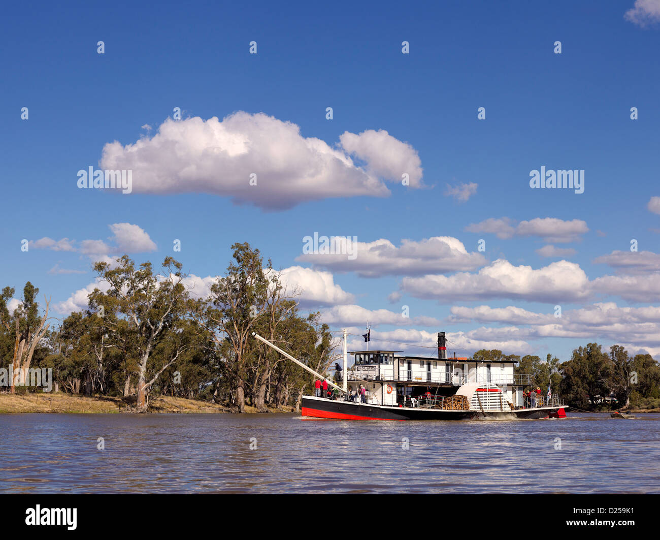 Raddampfer-Industrie am Murray River flussaufwärts von Wentworth, New South Wales, Australien Stockfoto