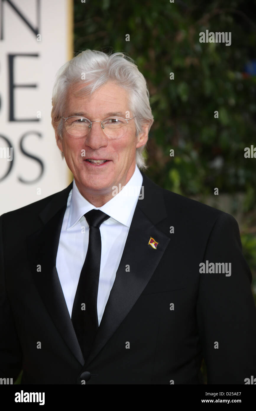 Schauspieler Richard Gere kommt in der 70. Annual Golden Globe Awards von der Hollywood Foreign Press Association, HFPA, im Hotel Beverly Hilton in Beverly Hills, USA, am 13. Januar 2013 vorgestellt. Foto: Hubert Boesl Stockfoto