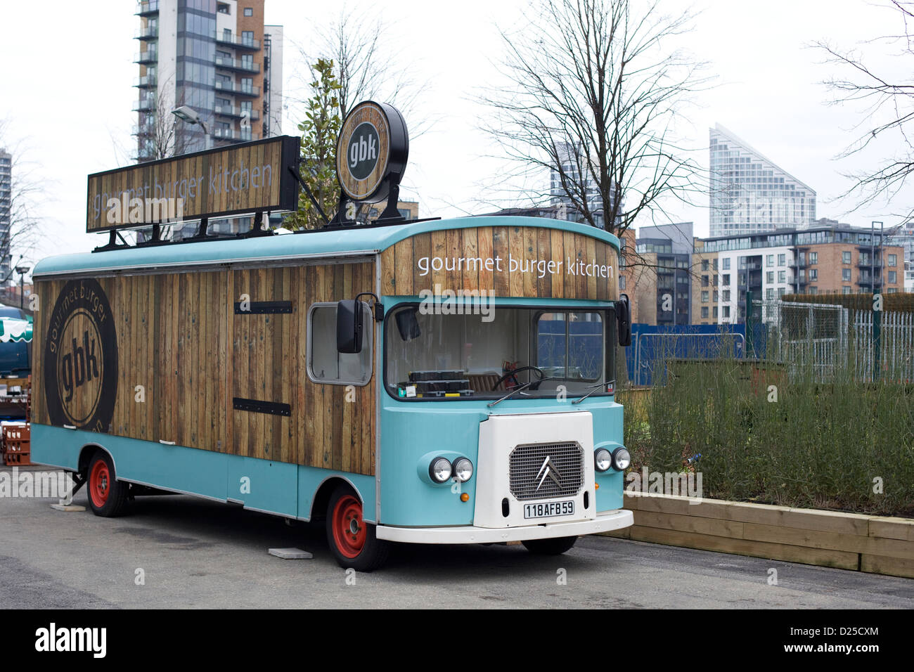 Gourmet-Küche Burger Bus Stockfoto