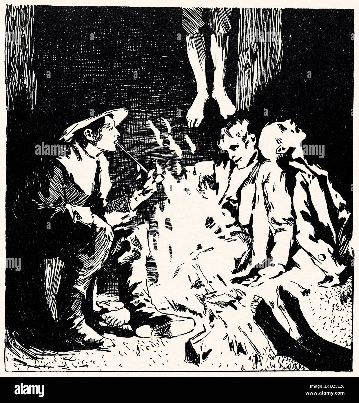 Männer auf Feuer kriecht Stockfoto