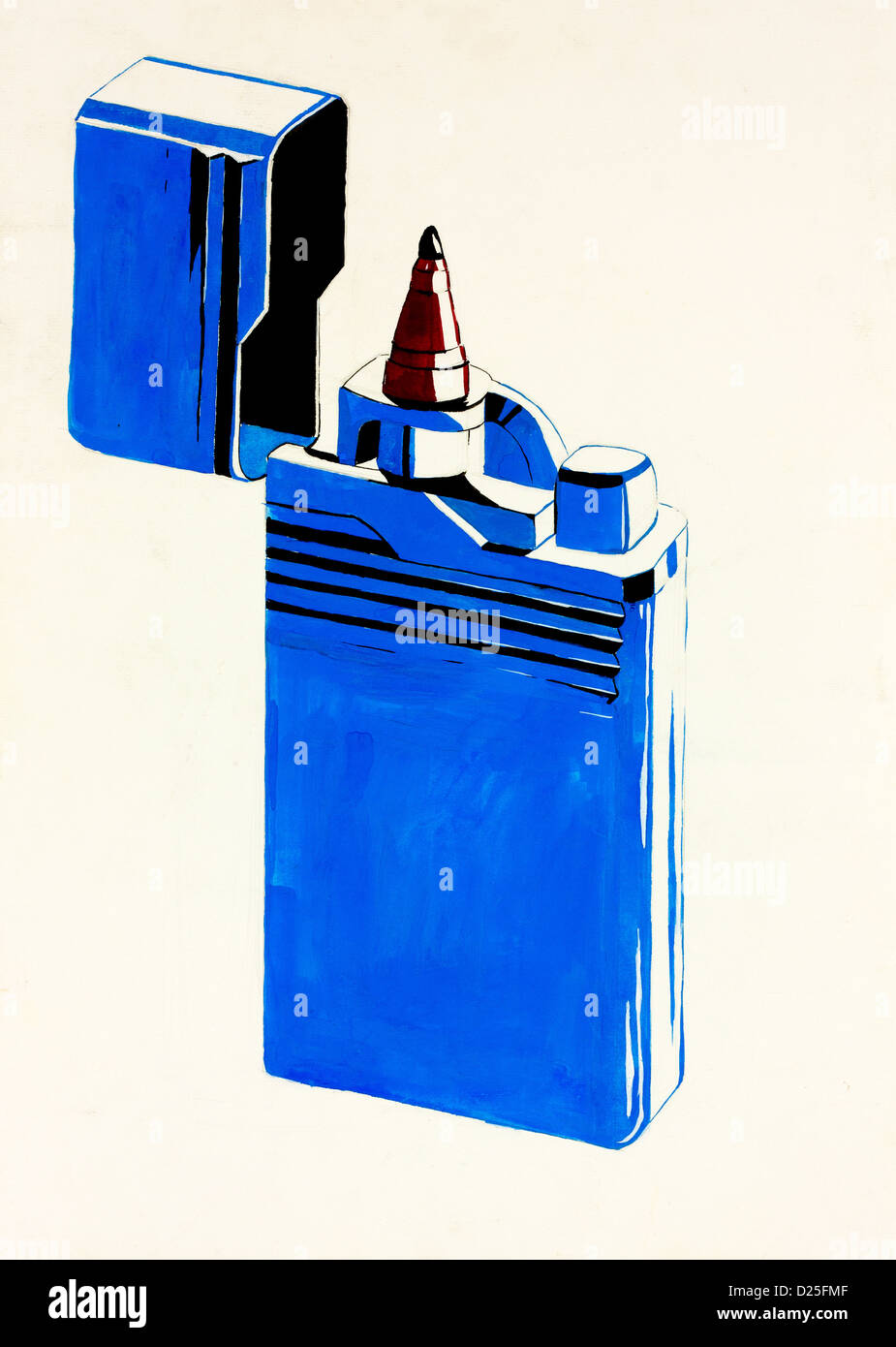 Original abstrakte Aquarell und handgezeichneten malen oder eine Skizze des  ein Feuerzeug in Form eines Kugelschreiber Stockfotografie - Alamy