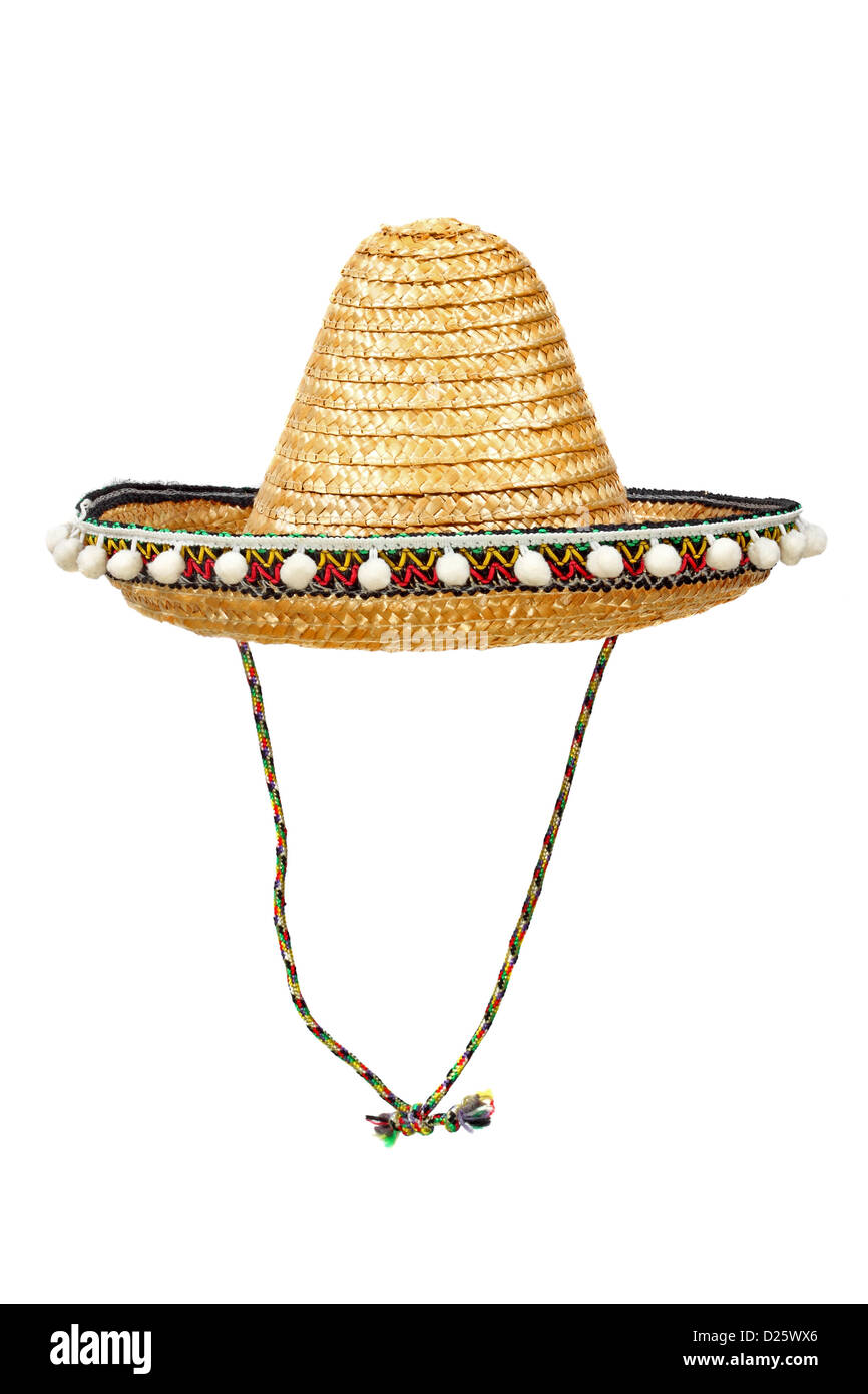 Sombrero - traditionelle mexikanische Strohhut isoliert auf weißem Hintergrund Stockfoto