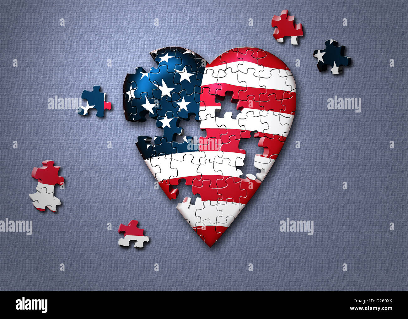 USA-Puzzle-Herz Stockfoto