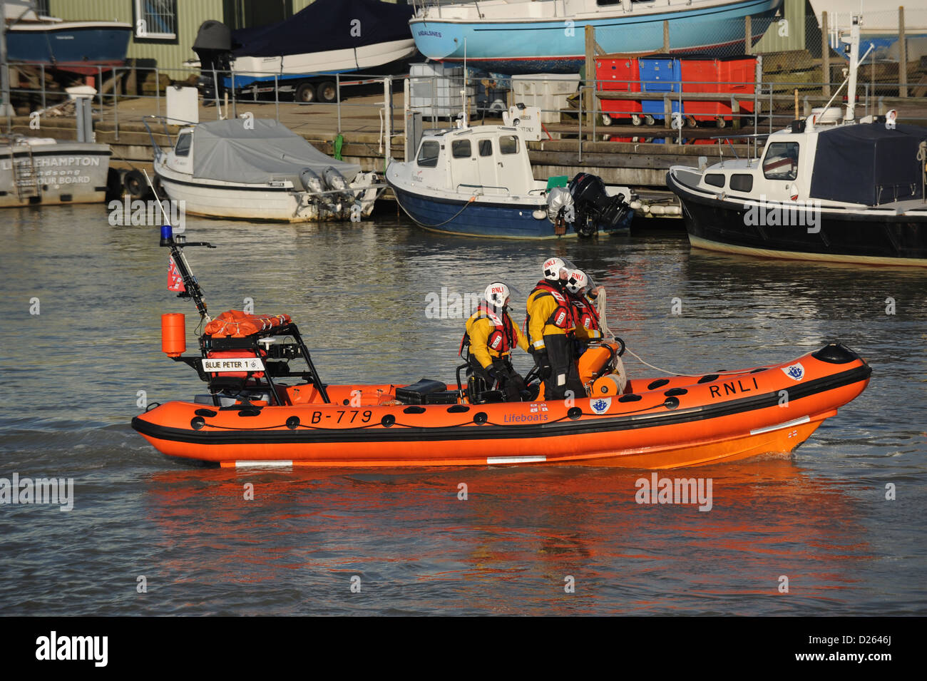 Blaue Peter1 inshore Rettungsboot am Littlehampton West Sussex UK Stockfoto