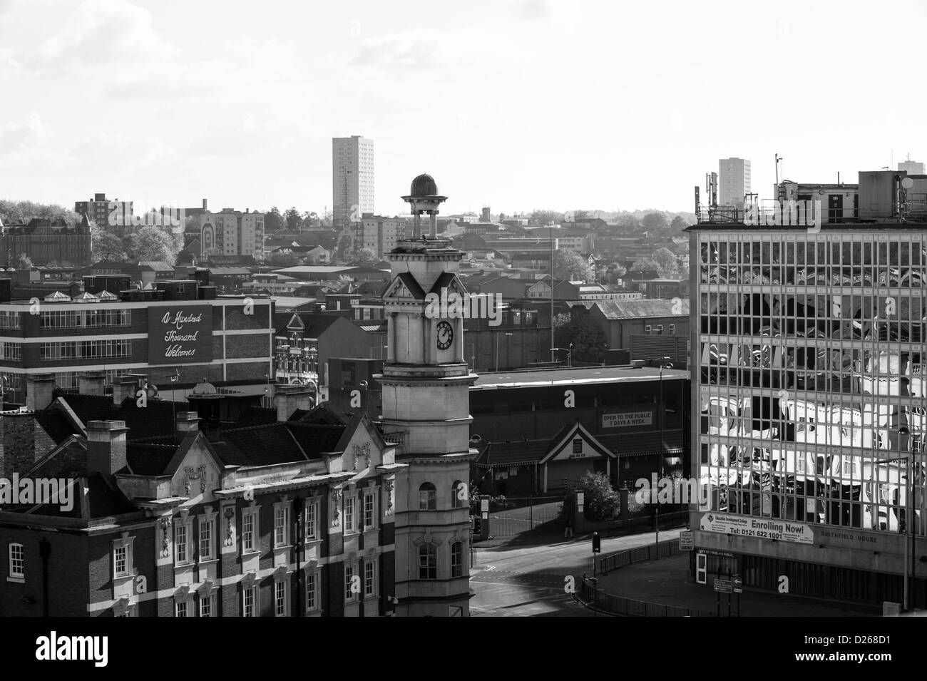Southside Birmingham City Centre schwarz / weiß UK Stockfoto
