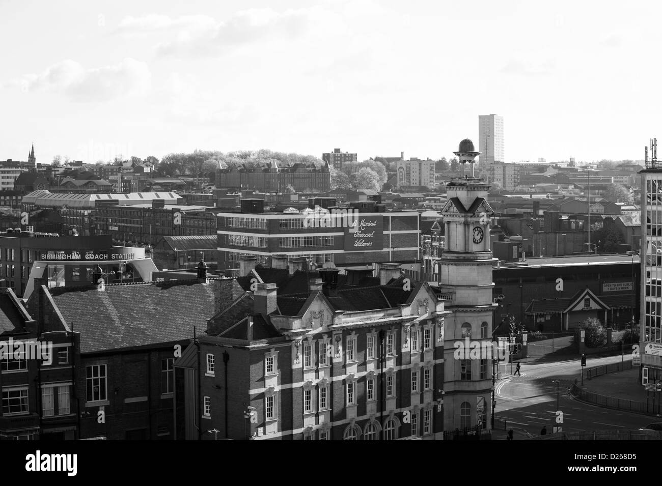 Southside Birmingham City Centre schwarz / weiß UK Stockfoto