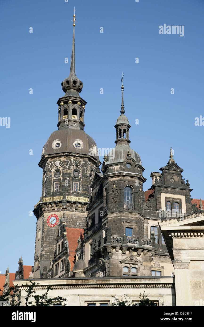 Dresden, Deutschland, Hausmannsturm vom Dresdner Schloss Stockfoto