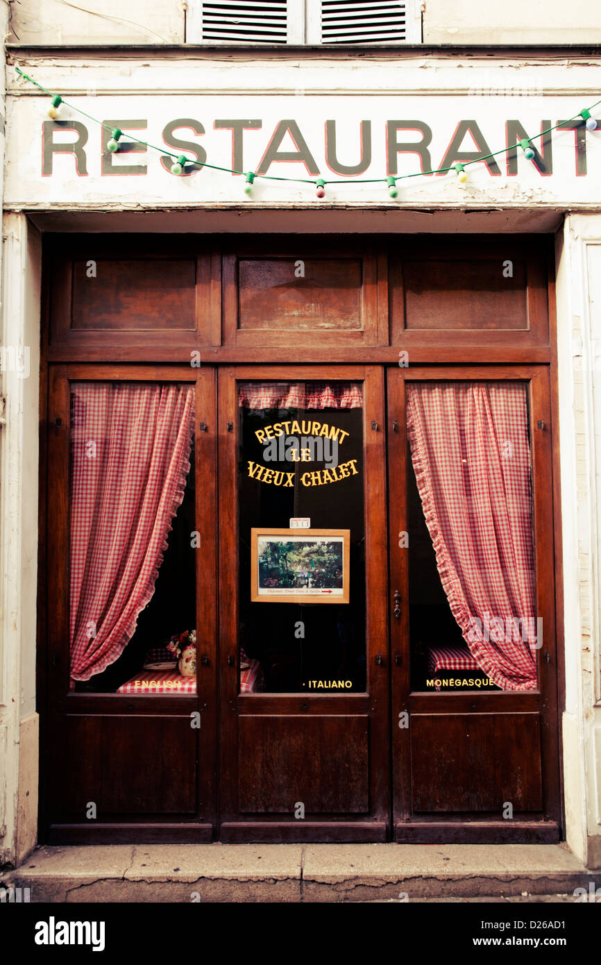 Französisches Restaurant "Le Vieux Chalet" Montmartre Viertel Paris, Frankreich Stockfoto