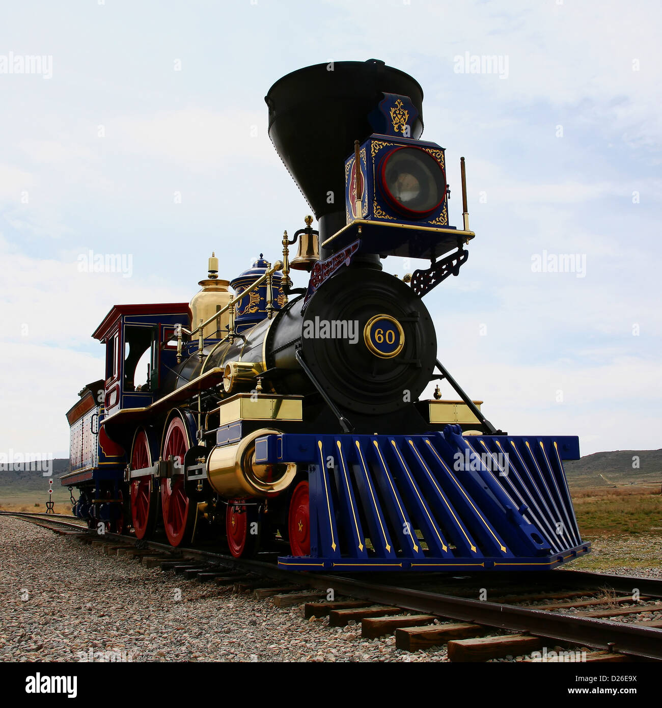 Dampflokomotive am Golden Spike UT Stockfoto