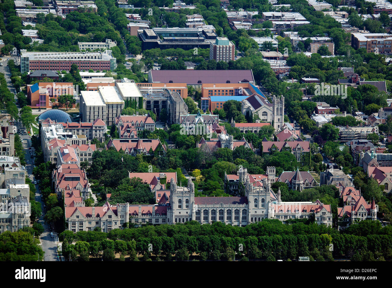 Luftaufnahme von Universität von Chicago, Illinois Stockfoto