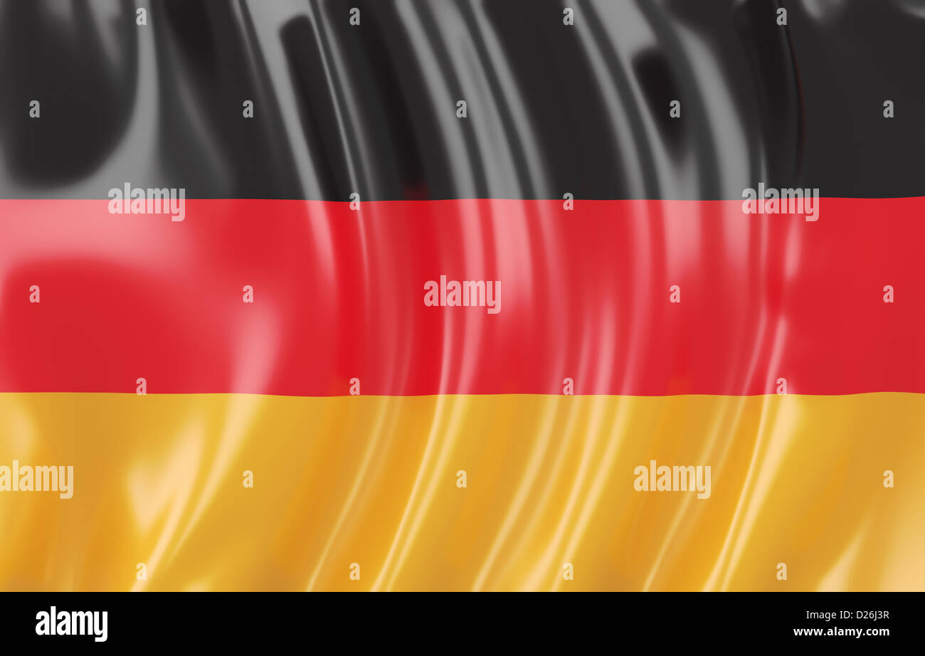 3D Darstellung der deutschen Flagge. Wellige Struktur Stockfoto
