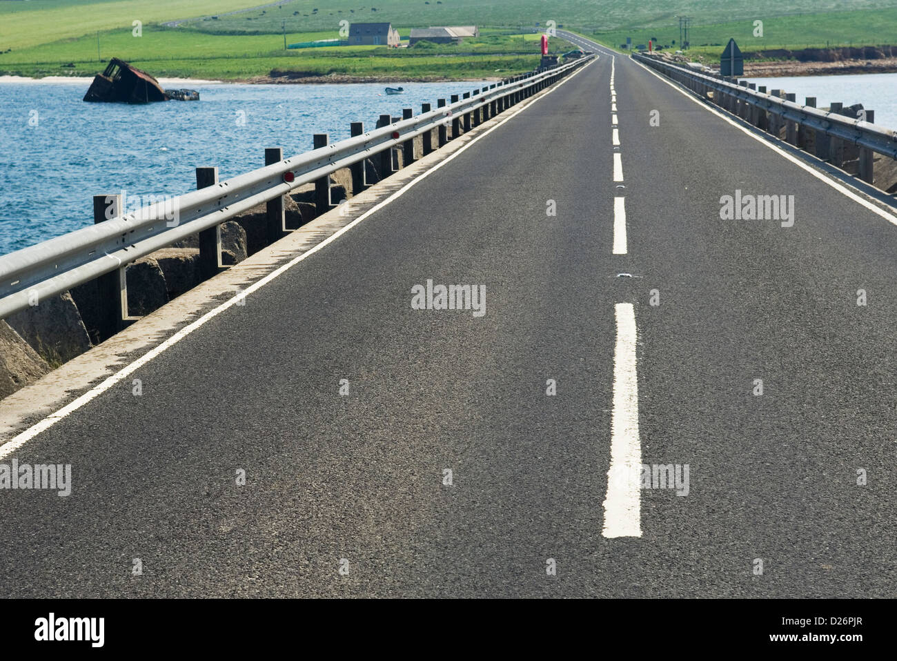Churchill Barrier Nr. 3 Verknüpfung Blick Holm und Burray, Orkney Inseln, Schottland. Stockfoto
