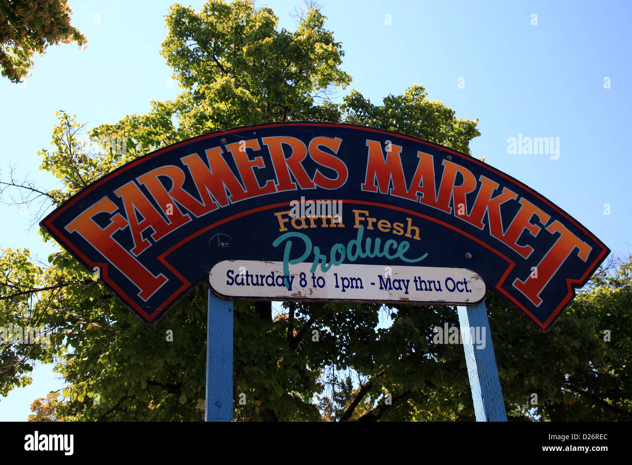 Zeichen Werbung Farmers Market Stockfoto