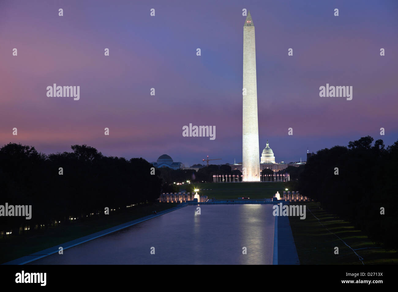 USA, Kolumbien, Washington DC, Washington Monument und Capitol Building Stockfoto