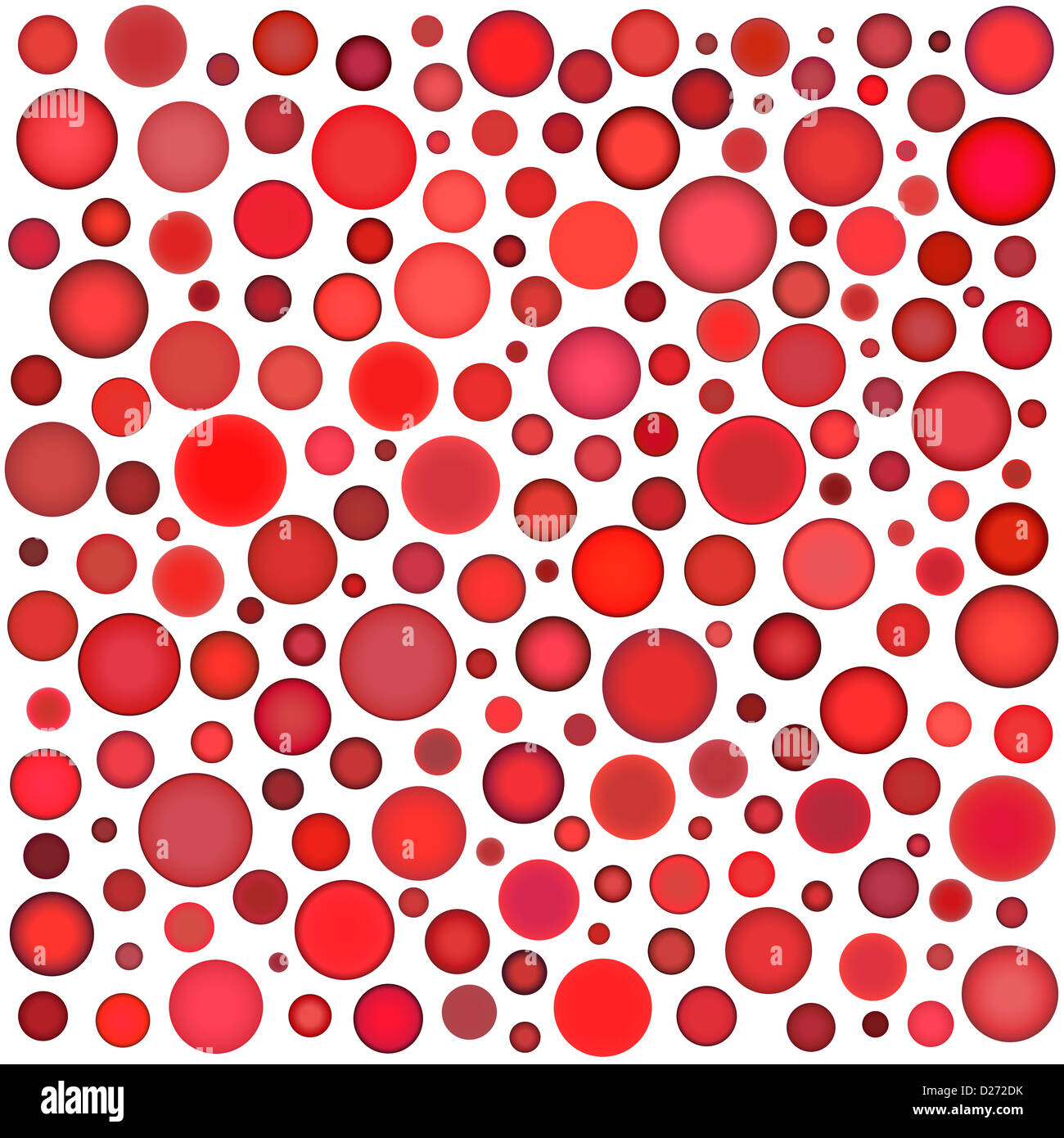 Kugel-Blase-Muster in mehreren rot auf weiß Stockfoto