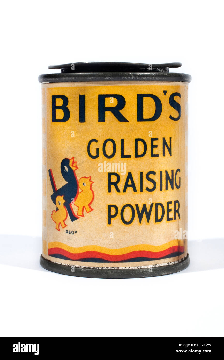 1930er Jahre Vintage Dose Vogels Golden Anhebung Pulver Stockfoto