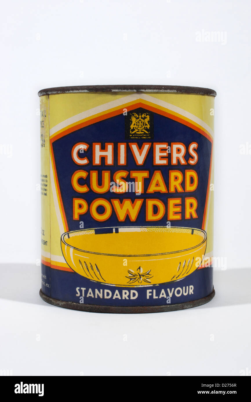 Chivers Puddingpulver Zinn Stockfoto