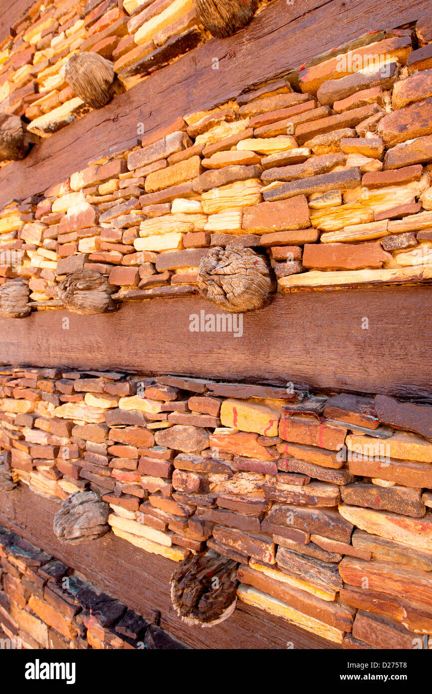 Detail der 10. Jahrhundert Abuna Aregawi Kirche am Kloster von Debre Damo an der eritreischen Grenze in Tigray, Nord-Äthiopien. Stockfoto