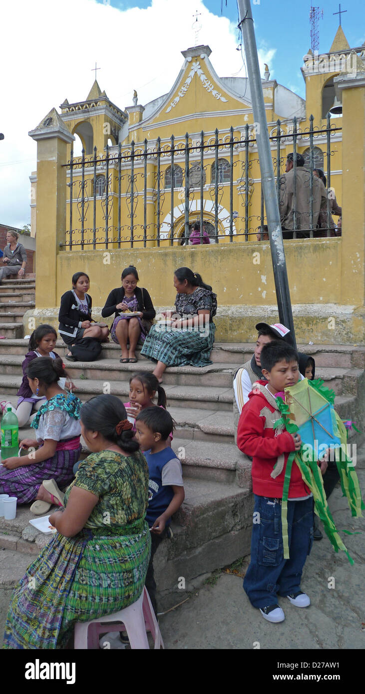 Guatemala - Day of the Dead, Santiago Sacatepequez. Kirche-Schritte. Stockfoto
