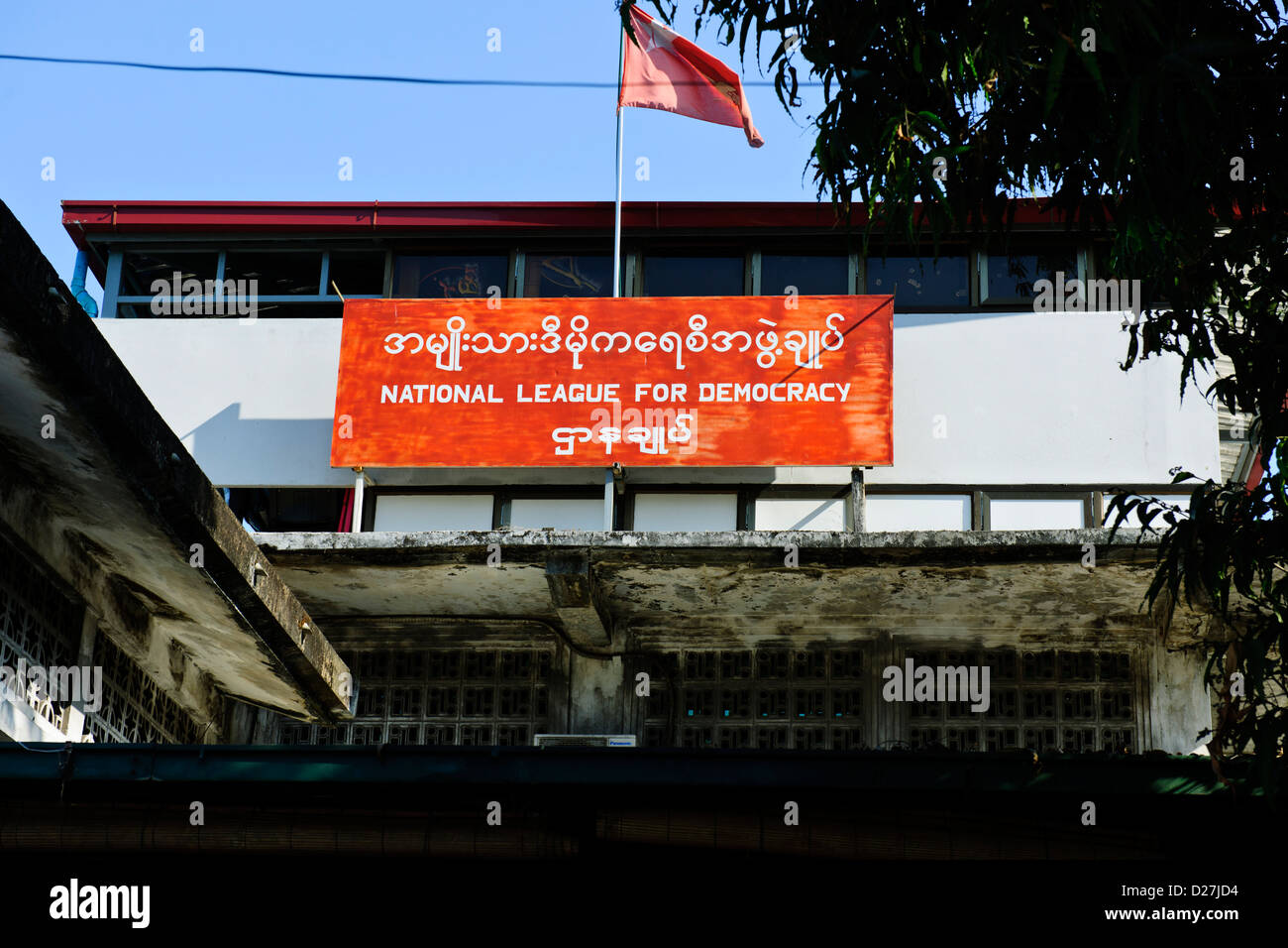 Aung San Sun Kyi Wahlkampf-Hauptquartier, kämpfen für Demokratie gegen die Militärdiktatur, Yangon, Myanmar, Rangoon, Birma Stockfoto