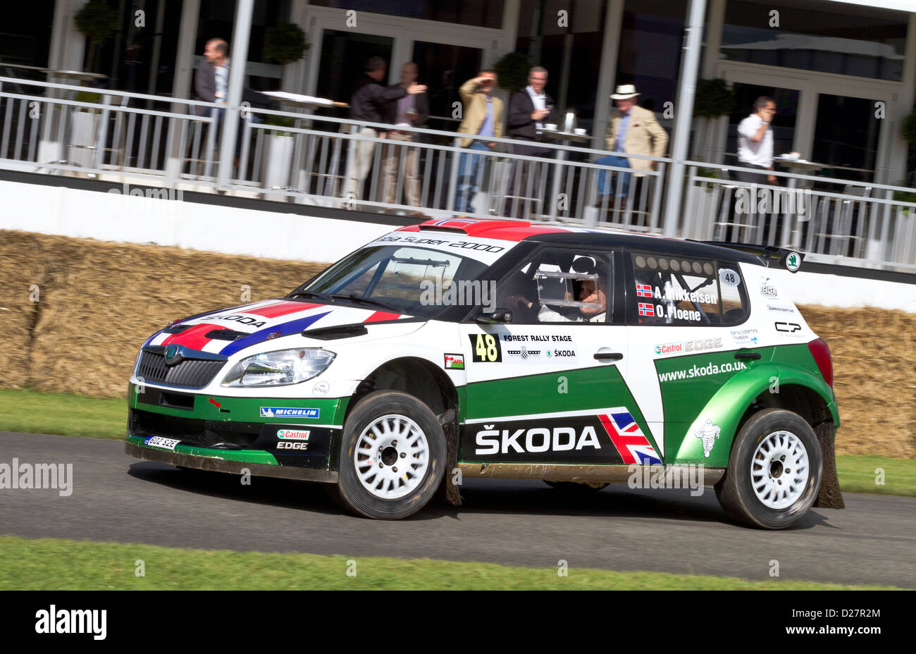 Skoda Fabia S2000 2010 mit Fahrer Robert Barrable auf die 2012 Goodwood Festival of Speed, Sussex, UK. Stockfoto