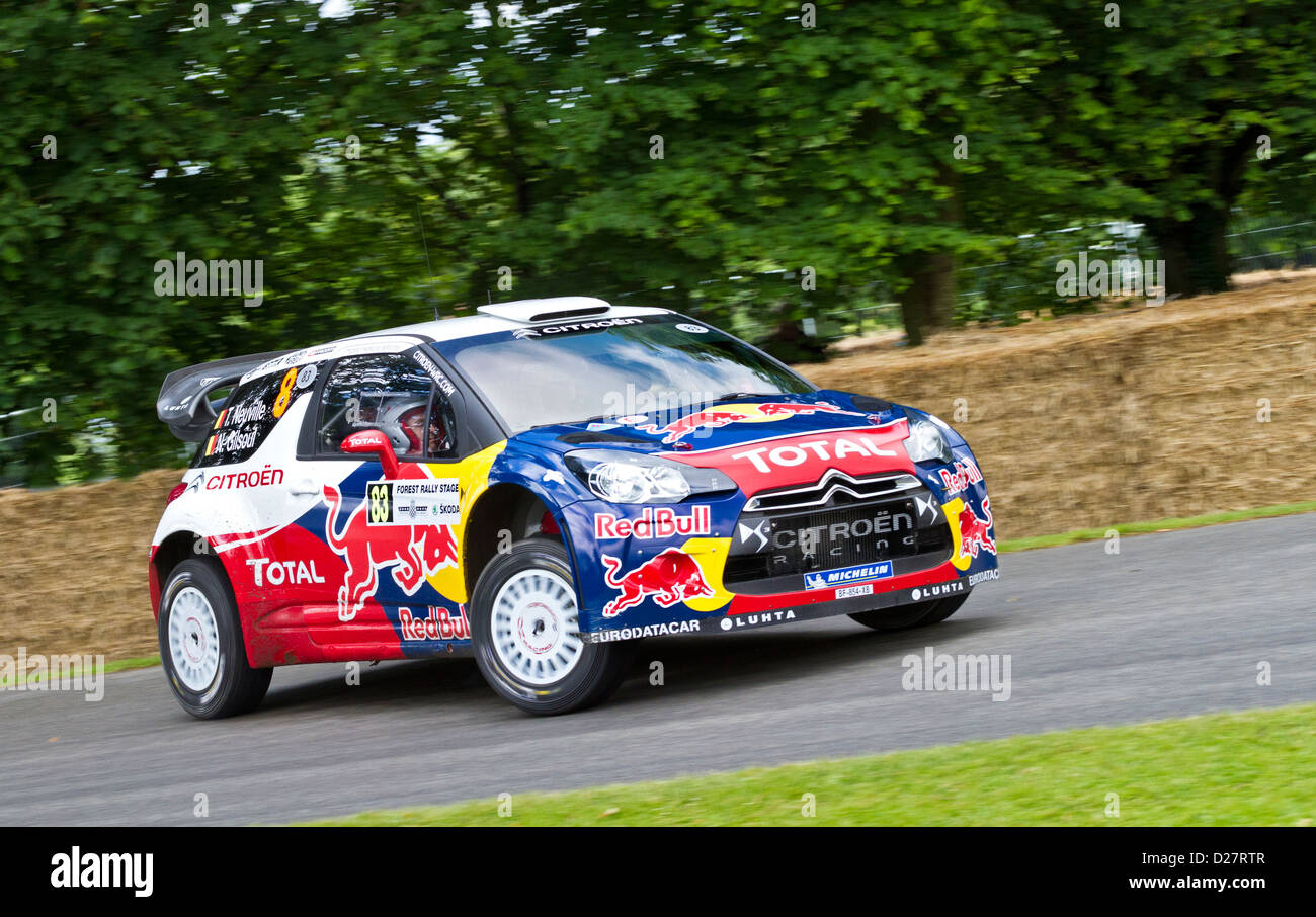 2012 Citroen DS3 WRC mit Fahrer Thierry Neuville auf dem Goodwood Festival of Speed, Sussex, UK. Stockfoto