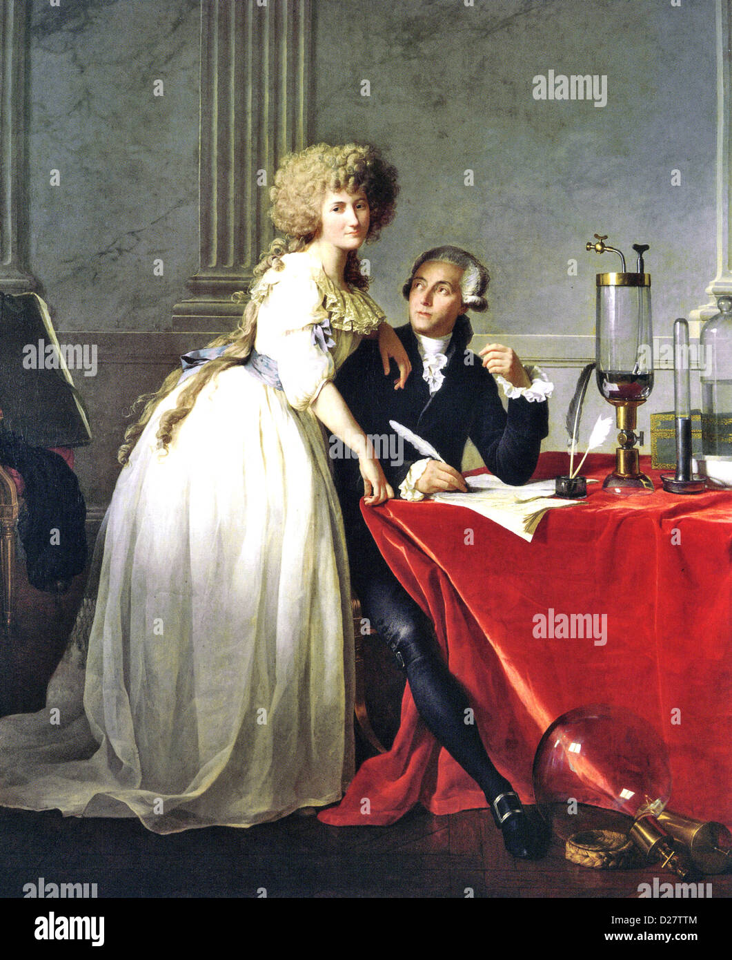 ANTOINE LAVOISIER (1743-1794), französischer Adliger und Wissenschaftler mit Frau Marie-Anne Paulze gemalt von Jacques-Louis David im Jahre 1788 Stockfoto