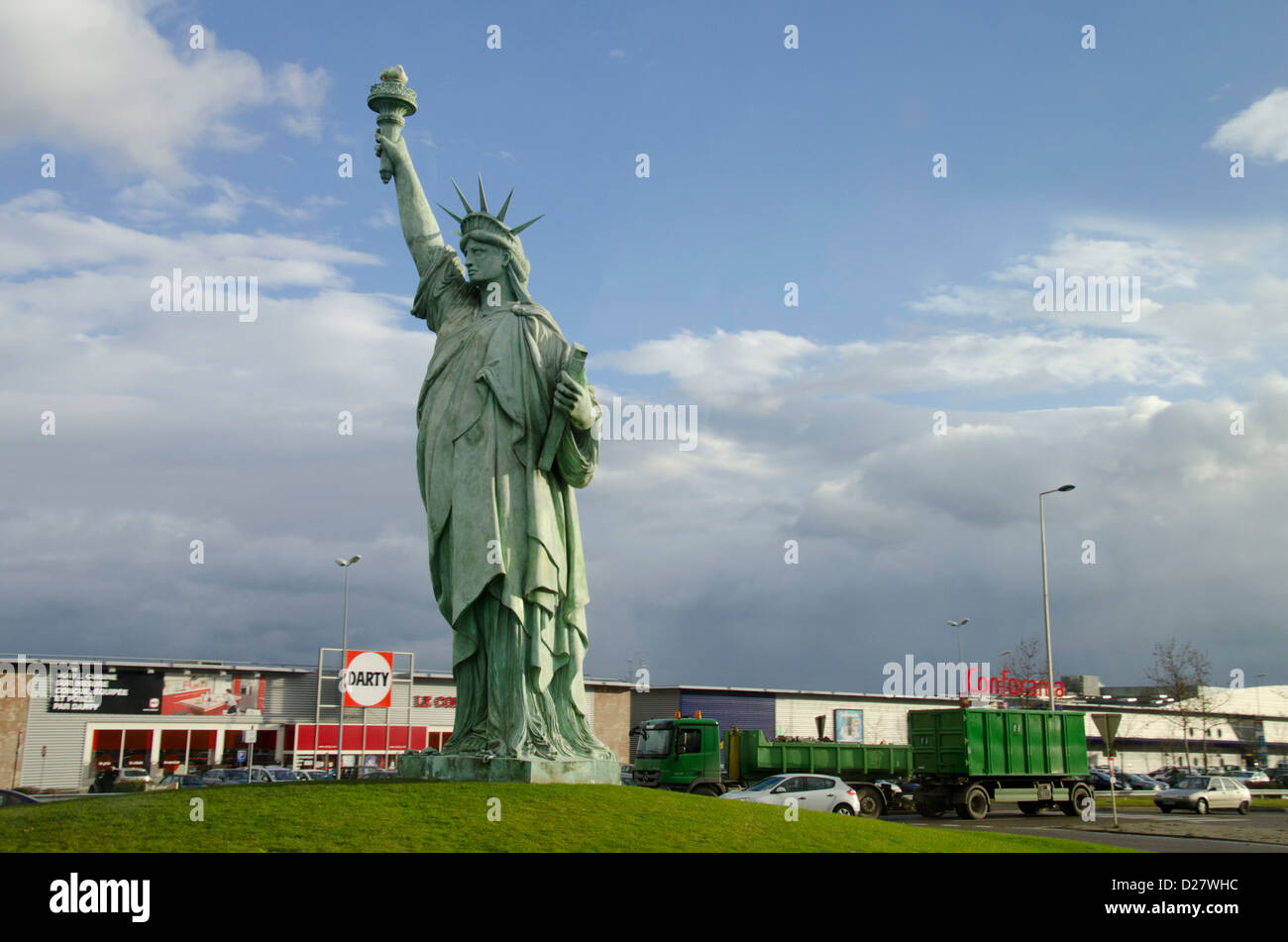 Frankreich, Elsass, Colmar. Freiheitsstatue, Replica Modell des berühmten US-Statue. Stockfoto