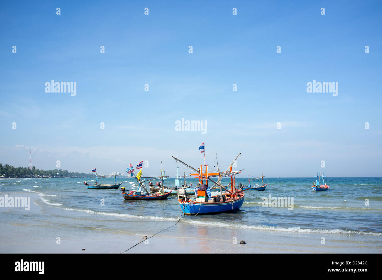 Angeln Boote Hua Hin Stockfoto